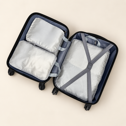 TravelPack Pro packing cubes set inside a suitcase